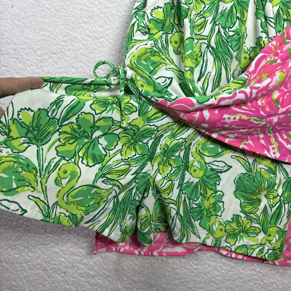 (T6) Lilly Pulitzer Pearl Romper Flamingle Engineered Flamingos Floral,Sz 4 - Picture 12 of 16